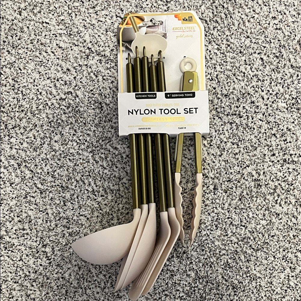 Gold and Cream Nylon Kitchen Tool Set